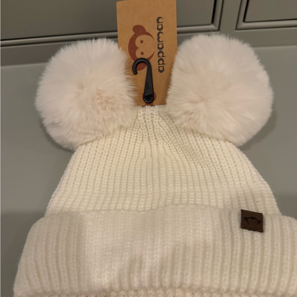 Appaman Kids' White Pom-Pom Beanie